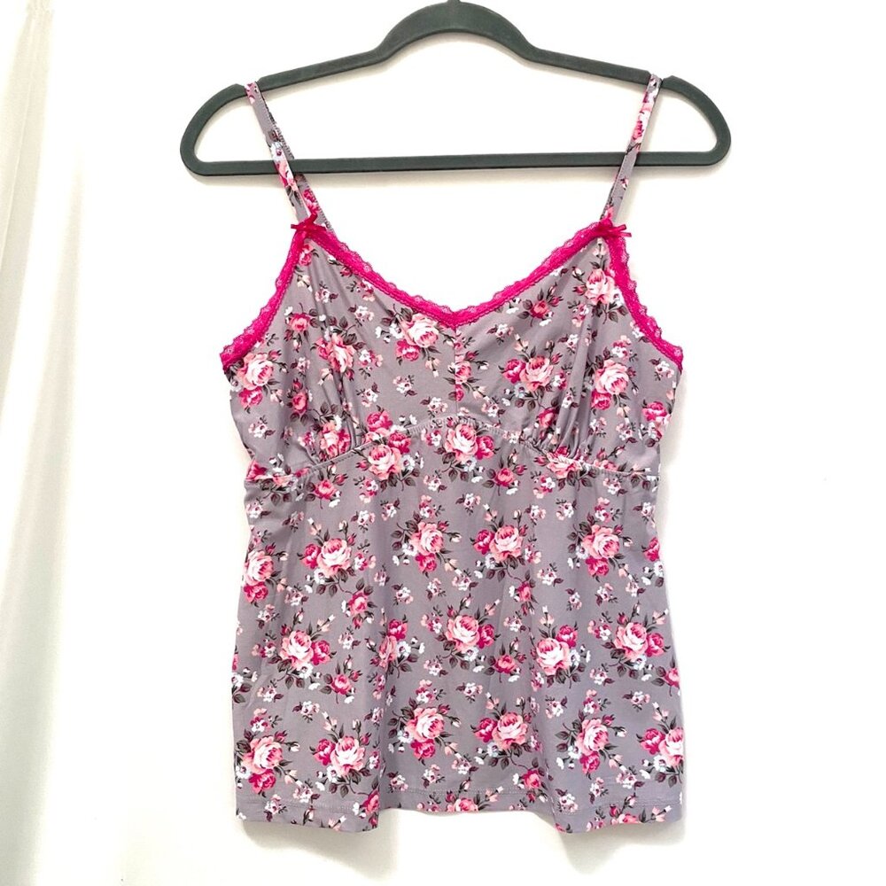 Y2K Womens Coquette Babydoll Top Sz M Lace Trim Soft Girl Romantic Fairy 90s